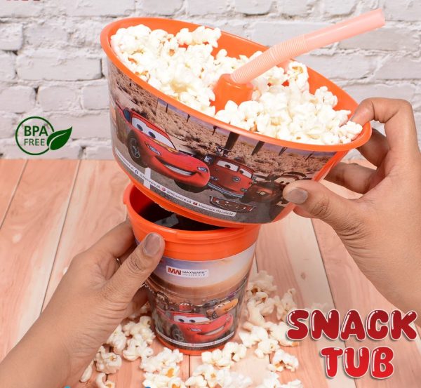 2 In 1 Snack Tub With Straw Glass