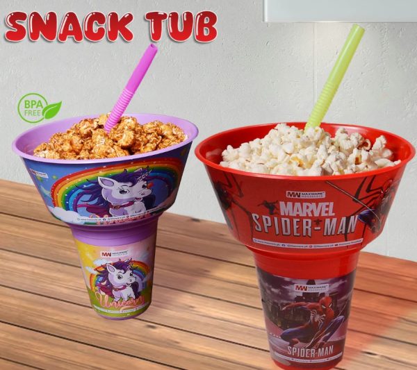 2 In 1 Snack Tub With Straw Glass